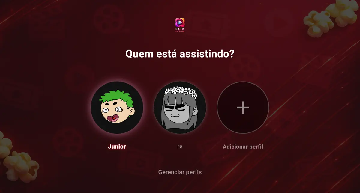 Seleção de perfis do Flix Fusion na TV